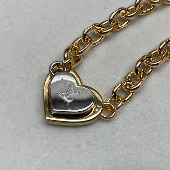 Upcycled Louis Vuitton Silver And Gold Heart Magnet Bracelet - Picture 3 of 4